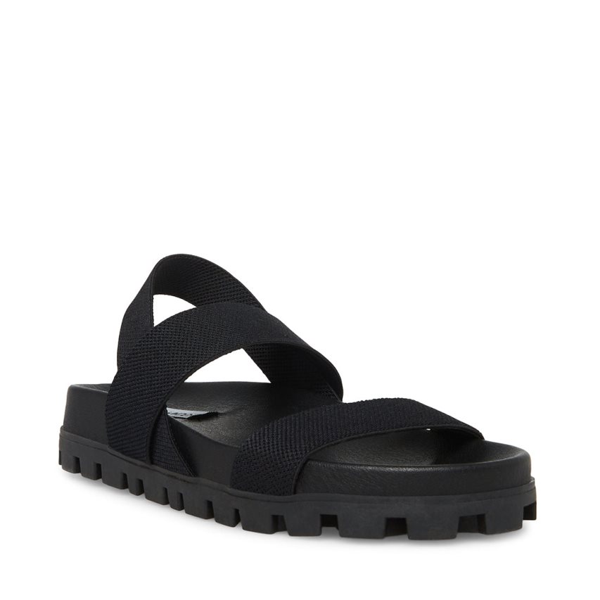 Black Steve Madden Landmark Women's Flat Sandals | PH 824716XN